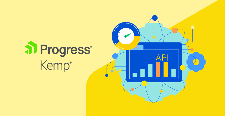 Progress Kemp Logo with visual showing how load balancing improves api performance